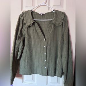 Madewell ruffle collar button up shirt!